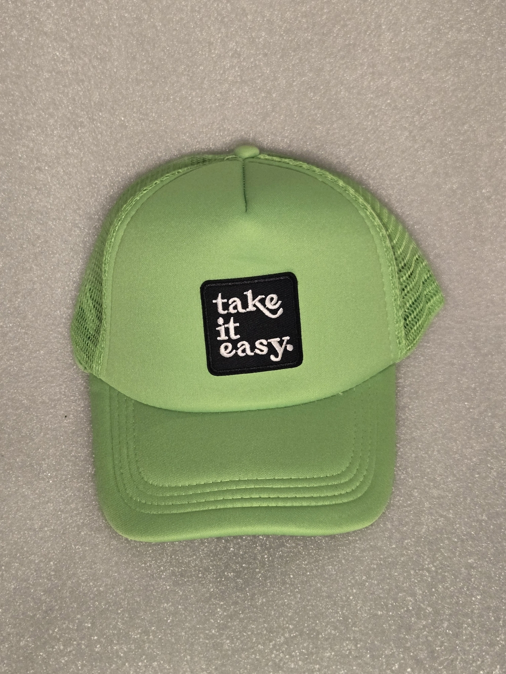Take It Easy Neon Green Adult Trucker Hat